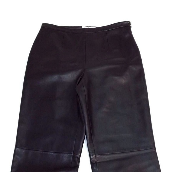 S5A Saks Fifth Avenue HOT Black LEATHER Pants SZ 6 - Picture 5 of 8